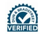 A blue and white logo with a check mark inside a circle, surrounded by words "Dun & Bradstreet Verified".