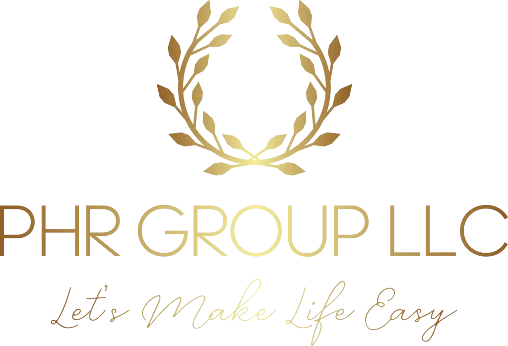 A gold logo featuring a stylized wreath and the text "PHP GROUP LTD" with a slogan beneath it.